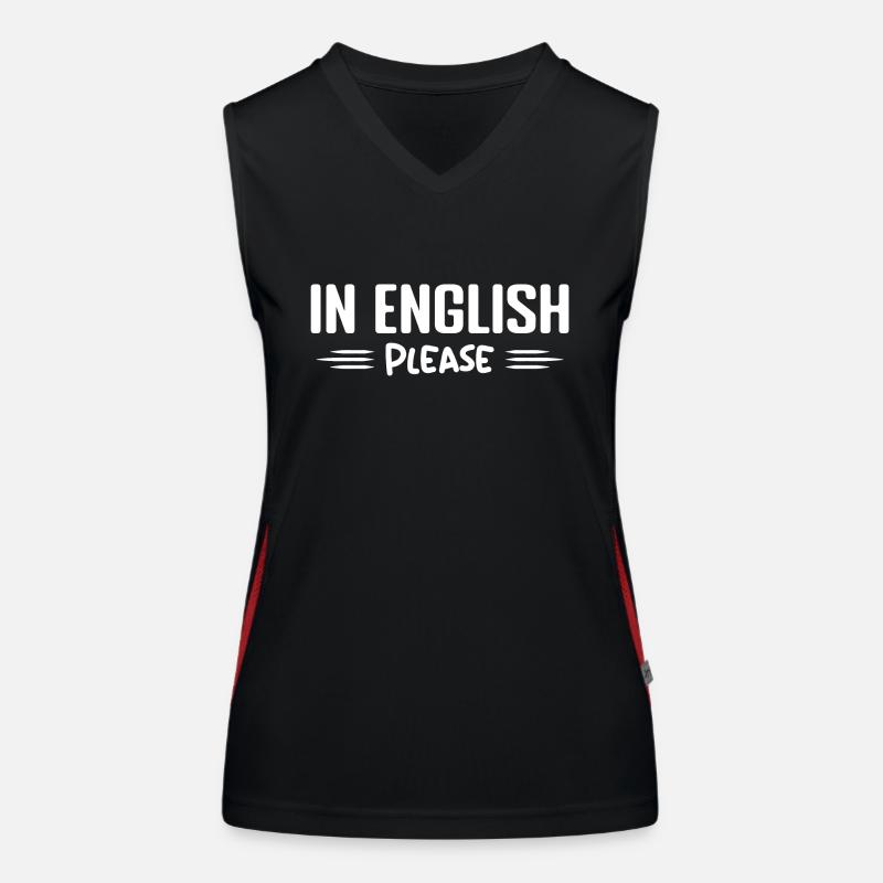 Auf Englisch bitte Lehrer Englisch Beruf Humor Funktionelles Kontrast-Tank Top für Frauen