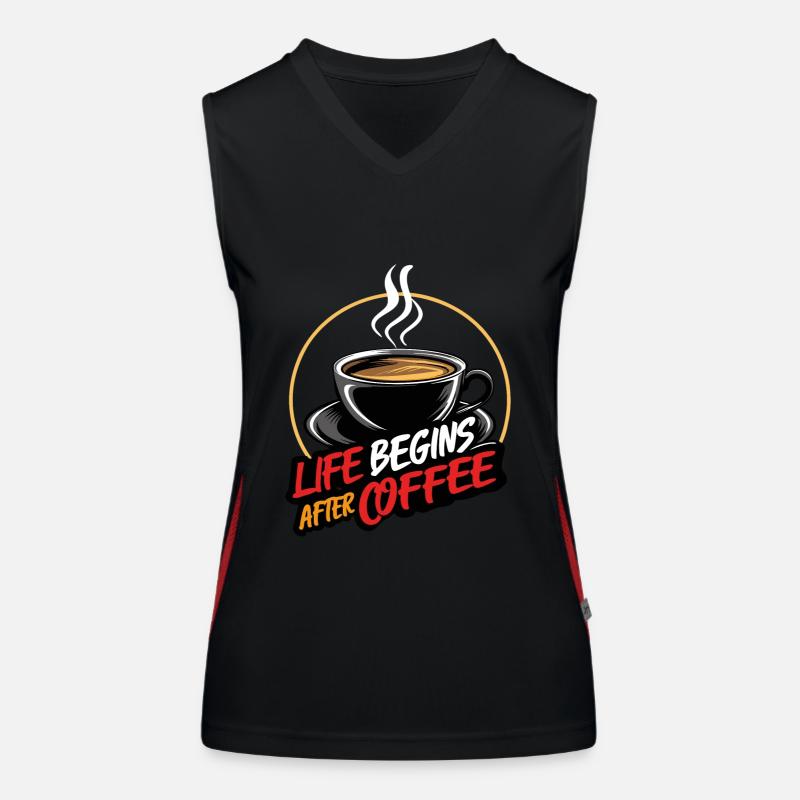 Das Leben beginnt nach dem Kaffee - Kaffeespruc Funktionelles Kontrast-Tank Top für Frauen