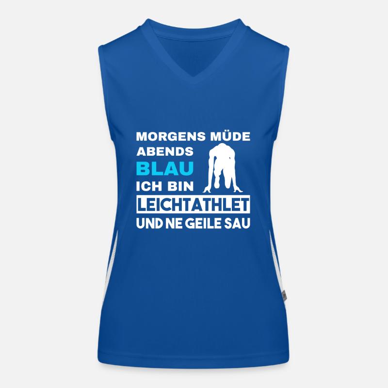 Morgens Müde Abends Blau Leichtathlet Funktionelles Kontrast-Tank Top für Frauen