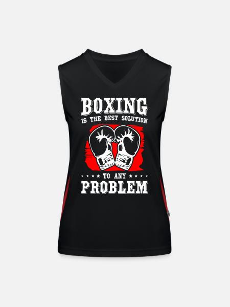La boxe est la meilleure solution à n’importe quel problème - Débardeur respirant contrasté Femme - noir/rouge - Devant