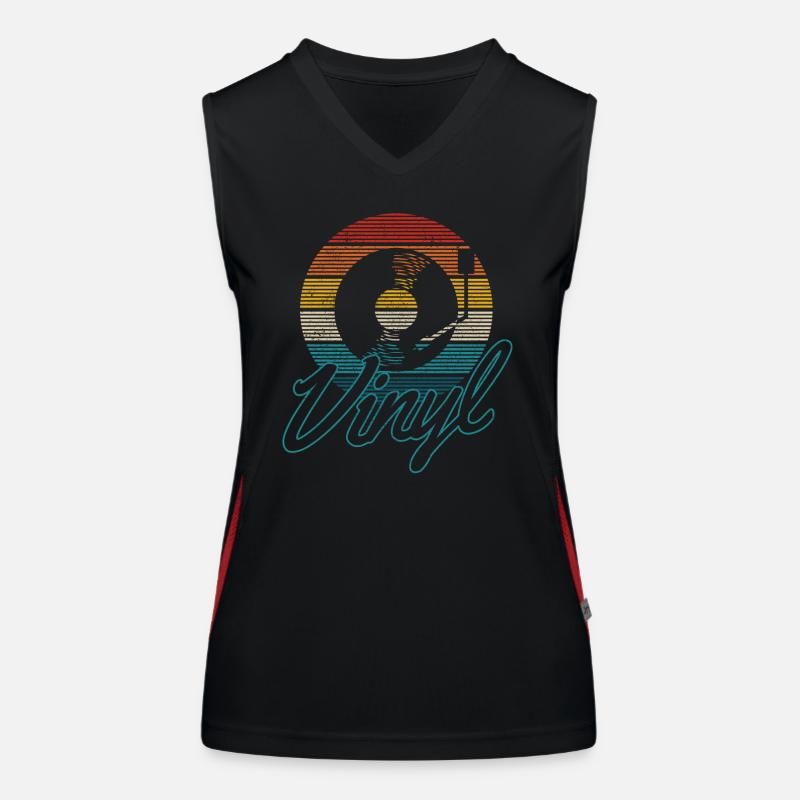 Vinyl Record Vintage DJ Gift Women's Functional Contrast Tank Top