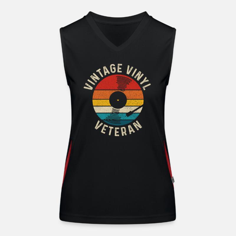 Vinyl Record Vintage DJ Gift Women's Functional Contrast Tank Top