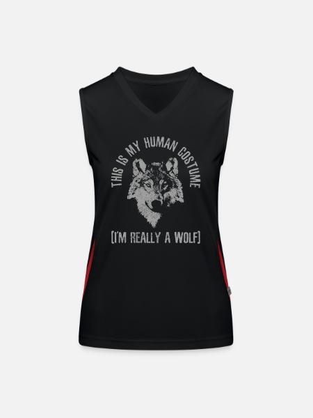 Cadeau de Costume de loup - Débardeur respirant contrasté Femme - noir/rouge - Devant