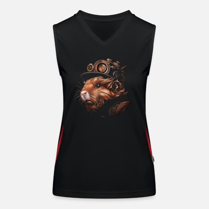 Guinea Pig Steampunk Funny Gift Women's Functional Contrast Tank Top