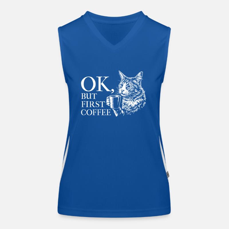 Katze Kaffe Lustiges Geschenk Funktionelles Kontrast-Tank Top für Frauen