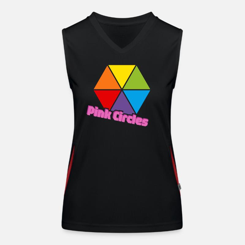 Colorful Triangles Pink Circles Women's Functional Contrast Tank Top