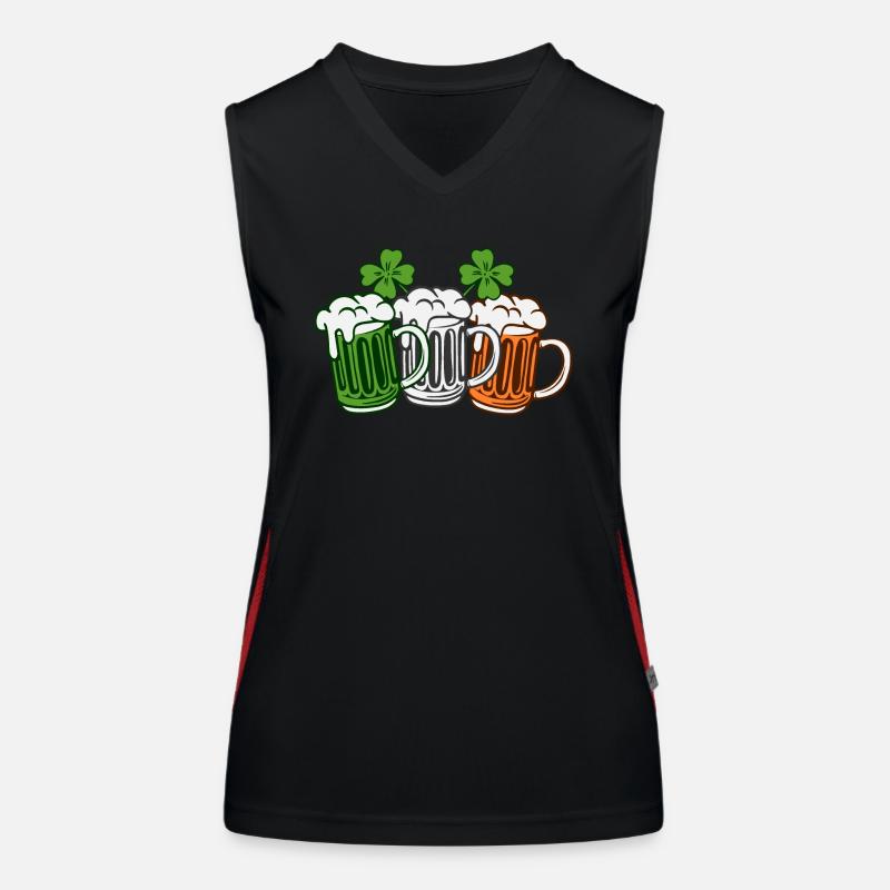 St. Patricks Day Irland Flagge Bier Kleeblatt Funktionelles Kontrast-Tank Top für Frauen