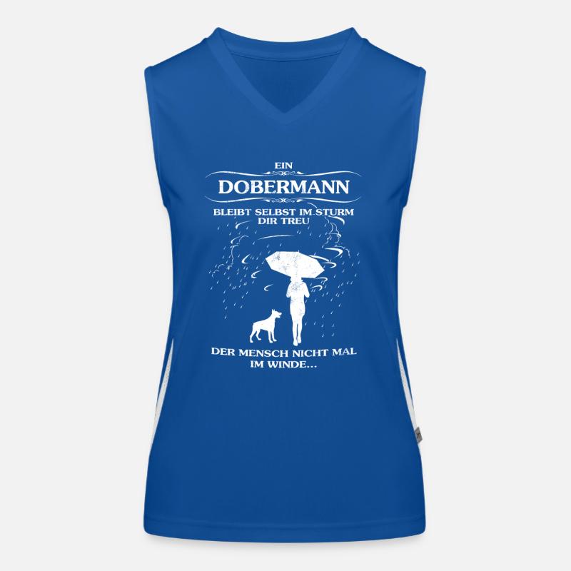 Frauen-Hundeshirt mit Dobermann Funktionelles Kontrast-Tank Top für Frauen