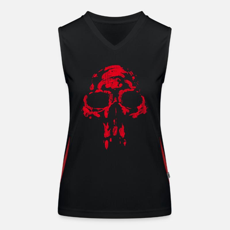 Skull - Neanderthal RED Women's Functional Contrast Tank Top
