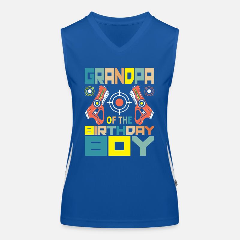 Opa Des Geburtstagskindes Passendes Lasertag Par Funktionelles Kontrast-Tank Top für Frauen