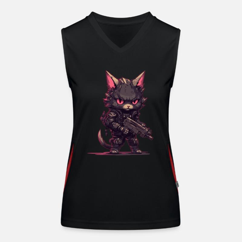 Cat Biker im Stil von Post Apocalyptic Funktionelles Kontrast-Tank Top für Frauen