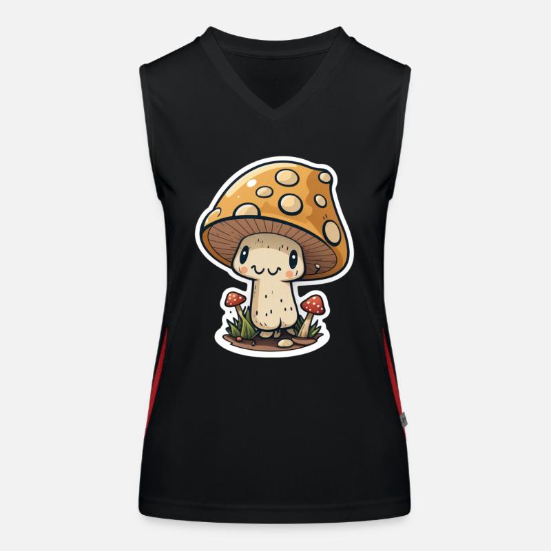 Drôle de champignon de dessin animé Débardeur respirant contrasté Femme