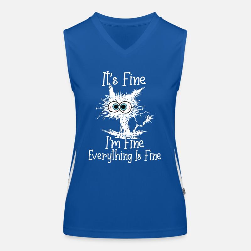 It's Fine I'm Fine Everything Is Fine Black cat Funktionelles Kontrast-Tank Top für Frauen