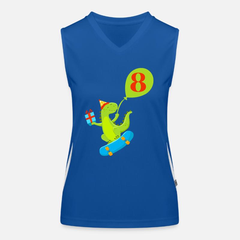 8. Geburtstag Niedlicher Dinosaurier Funktionelles Kontrast-Tank Top für Frauen