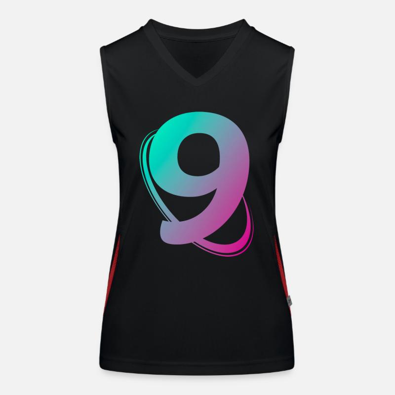 Nummer 9 mehrfarbig Funktionelles Kontrast-Tank Top für Frauen