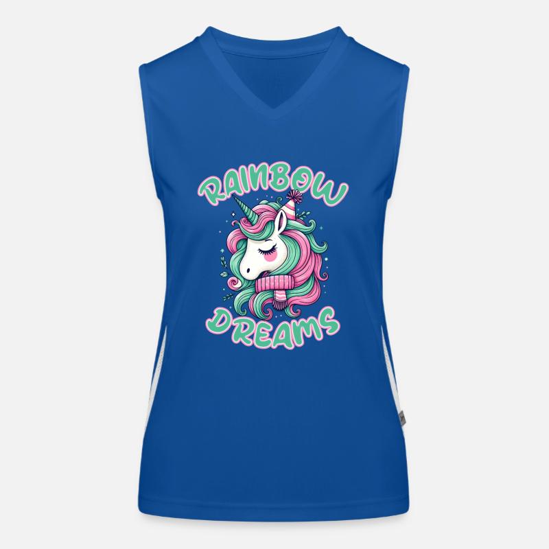 RAINBOW DREAMS, A SLEEPING UNICORN DREAMS Women's Functional Contrast Tank Top