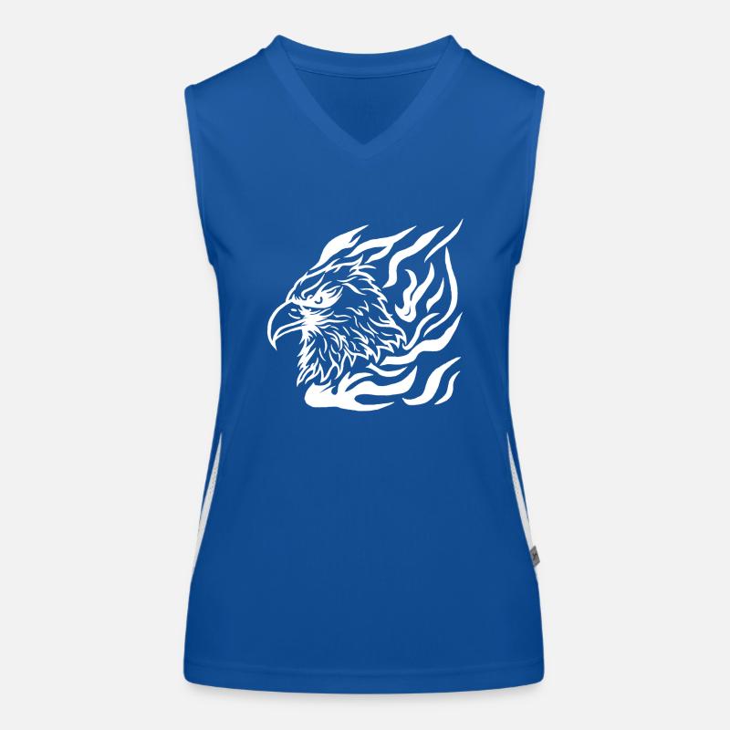Eagle Head with Flame Tattoo Style Women's Functional Contrast Tank Top