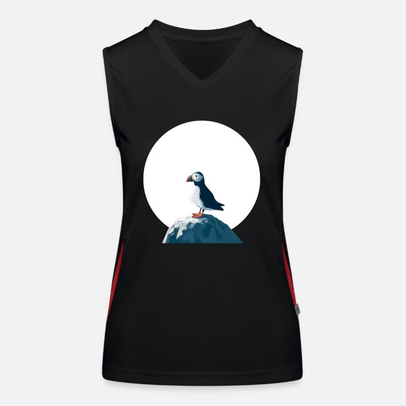 Puffins on rocks Women's Functional Contrast Tank Top