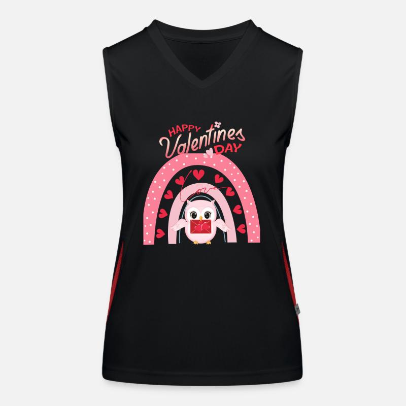 Happy Velentine`s Day Eule mit Brief Funktionelles Kontrast-Tank Top für Frauen