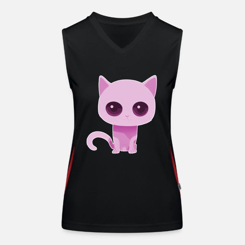 kleine Pinke Katze Funktionelles Kontrast-Tank Top für Frauen