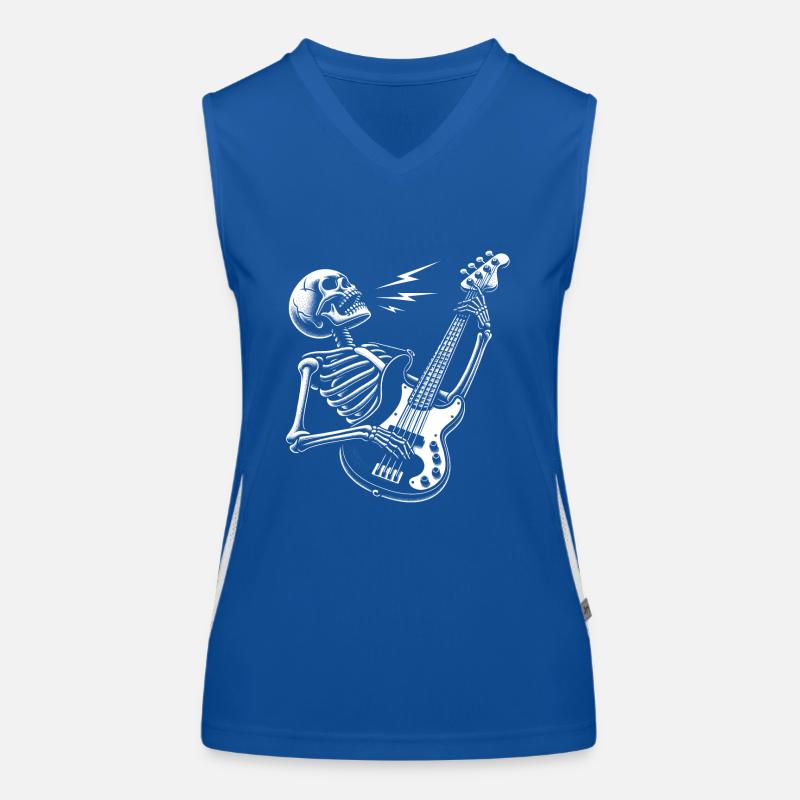 Crâne squelette avec guitare basse Débardeur respirant contrasté Femme