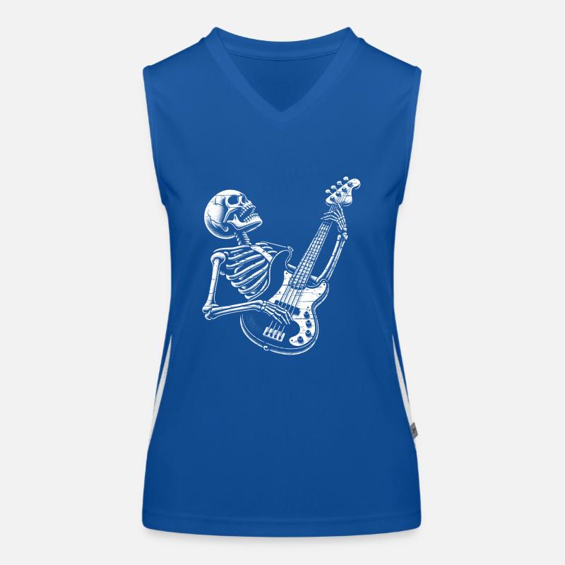 Crâne squelette avec guitare basse Débardeur respirant contrasté Femme