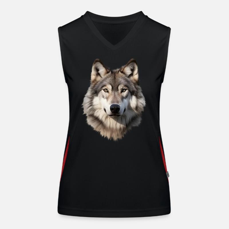 Loup (blanc/gris) Débardeur respirant contrasté Femme