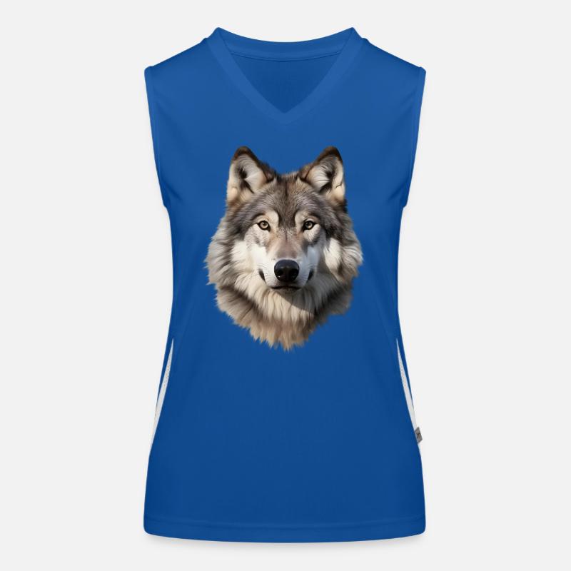 Loup (blanc/gris) Débardeur respirant contrasté Femme