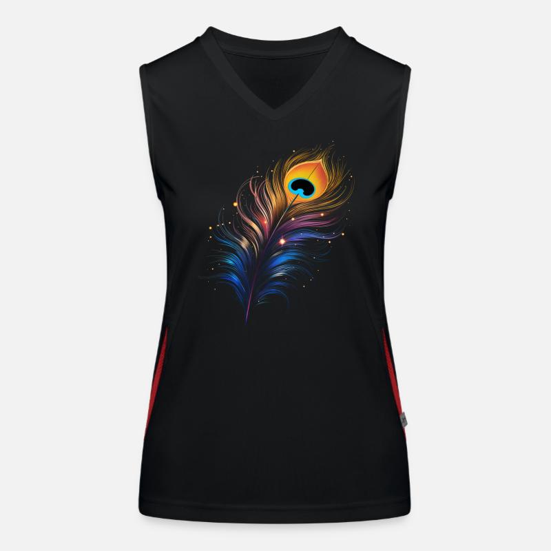 Colorful Peacock Feather, Bird, Feather, Single, Pattern Women's Functional Contrast Tank Top