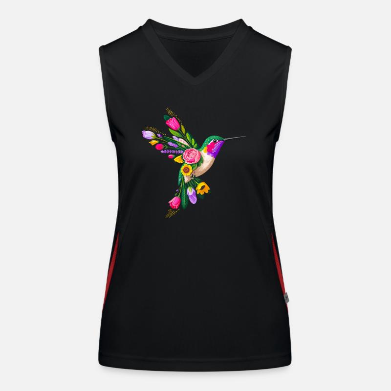 Graphisme Colibri Fleurs Débardeur respirant contrasté Femme