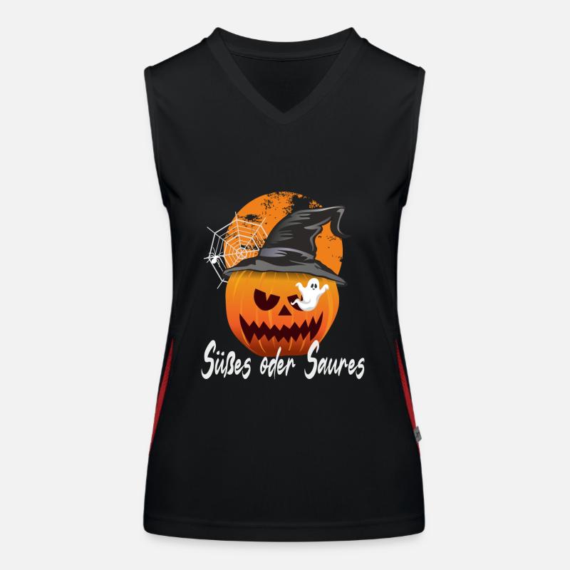 Halloween Kürbis Süßes oder Saures Funktionelles Kontrast-Tank Top für Frauen