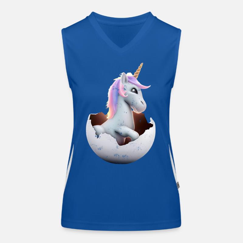 Un bébé licorne éclot de l’œuf Débardeur respirant contrasté Femme