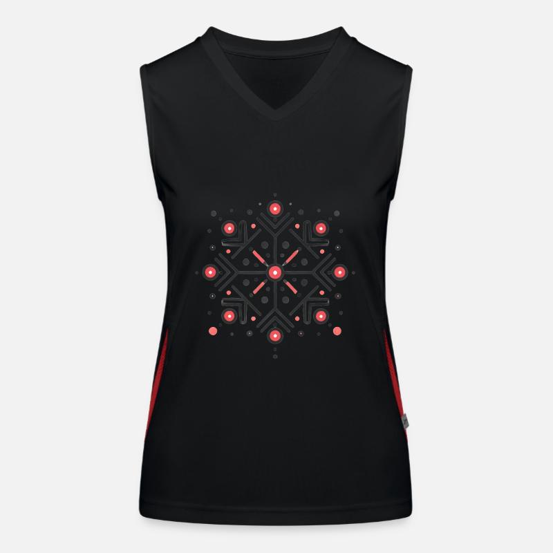 Elegant Red Snowflake Badge Design Women's Functional Contrast Tank Top