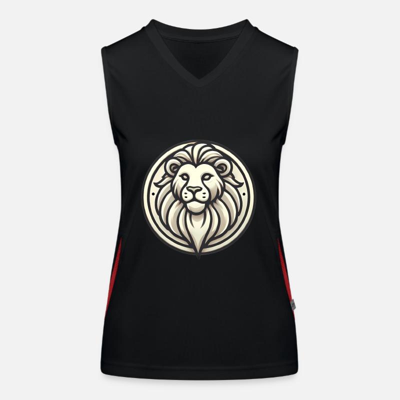 Conception d’insigne de lion stylisé Débardeur respirant contrasté Femme