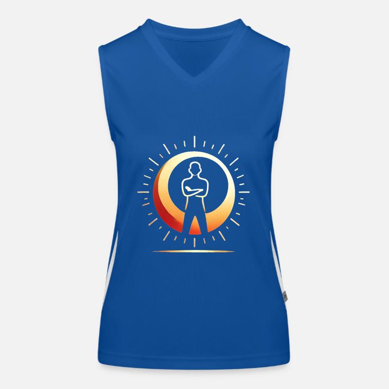 Bold Lunar Silhouette Design Women's Functional Contrast Tank Top