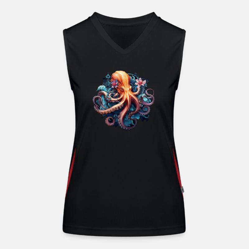 Wunderschöner Oktopus mit Blumen Boho Style Funktionelles Kontrast-Tank Top für Frauen