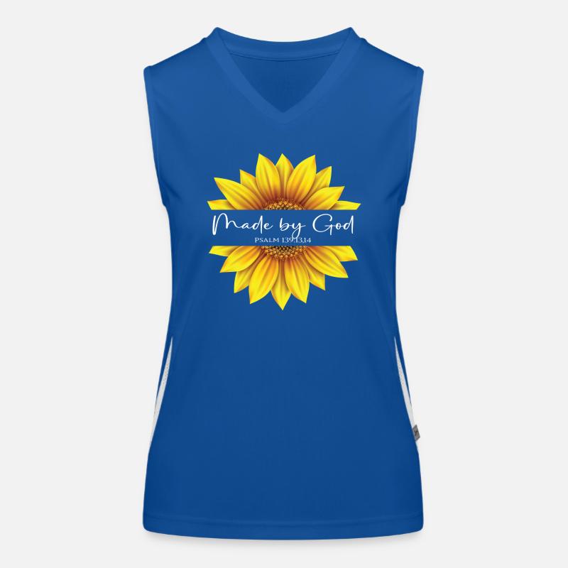 Christliches Sonnenblumendesign Ich bin von Gott gemacht Psalm Funktionelles Kontrast-Tank Top für Frauen