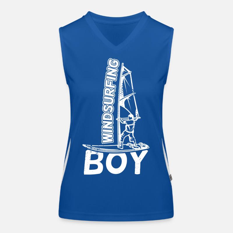 Lustiger Windsurfer Junge Funktionelles Kontrast-Tank Top für Frauen