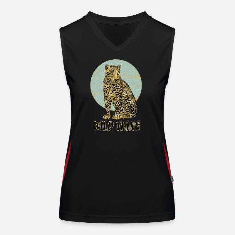 Wild Thing with Leopard - Women's Functional Contrast Tank Top - black/red
