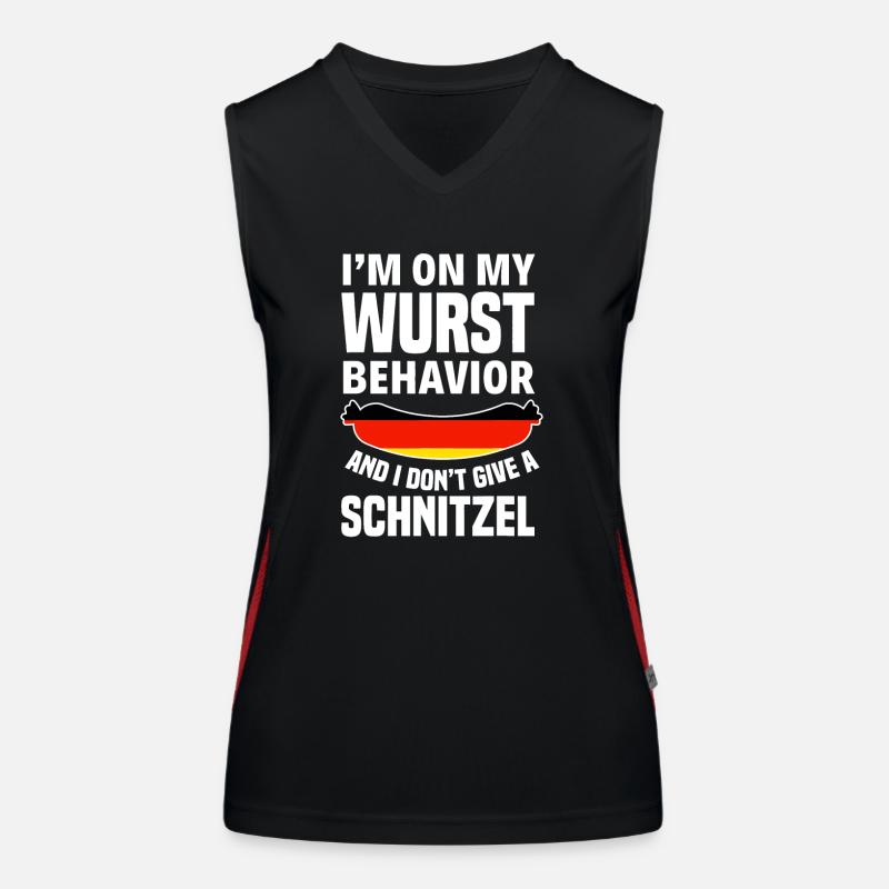 I'm On My Wurst Behavior I Dont Give A Schnitzel Women's Functional Contrast Tank Top