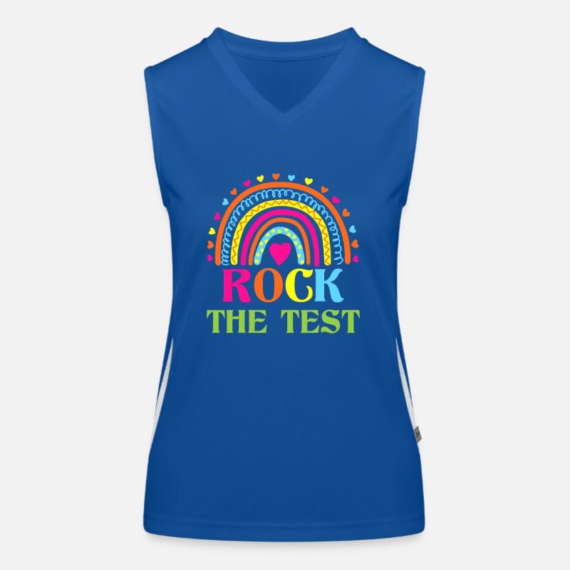 Test Day Rock Der Testlehrer Testtag Regenbogen Funktionelles Kontrast-Tank Top für Frauen