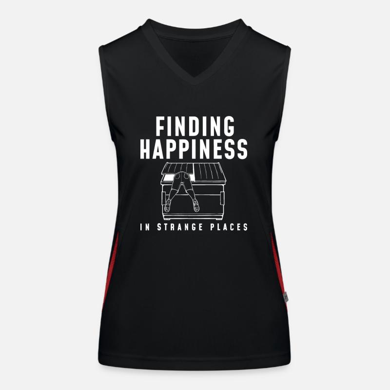 Happiness Funny Dumpster Diving - Women's Functional Contrast Tank Top - black/red