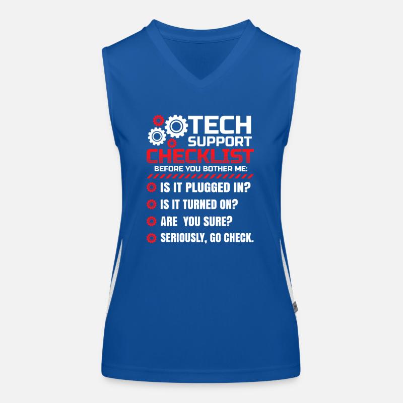 Funny Tech Support Checklist Helpdesk Women's Functional Contrast Tank Top