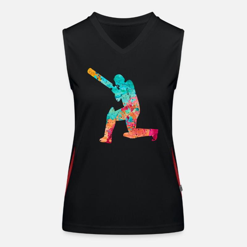Joueurs de cricket à Popart Débardeur respirant contrasté Femme