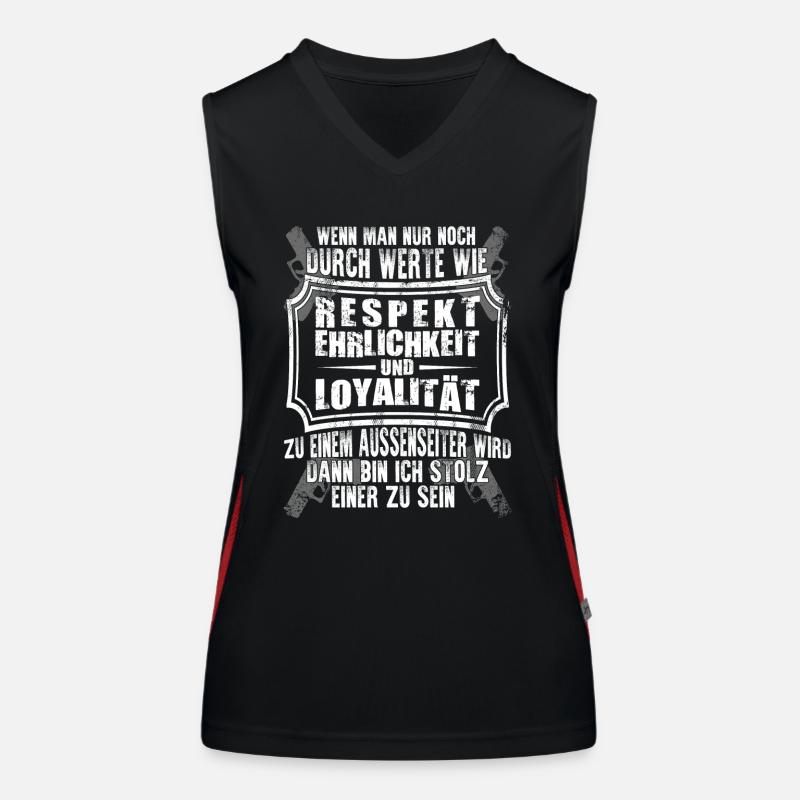 Respekt Ehrlichkeit Loyalität Sprüche Geschenk Funktionelles Kontrast-Tank Top für Frauen