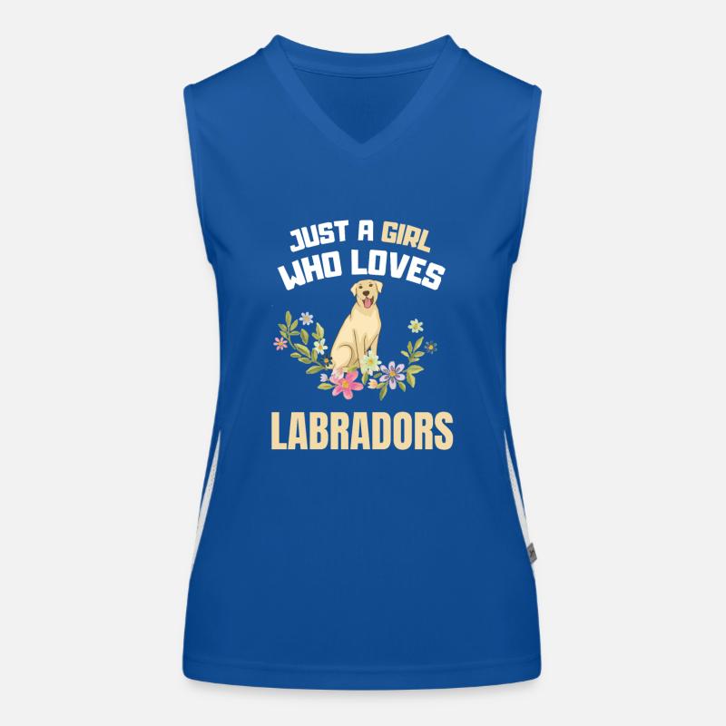 Hundebesitzer Mädchen Blumen Hunde Labrador Funktionelles Kontrast-Tank Top für Frauen