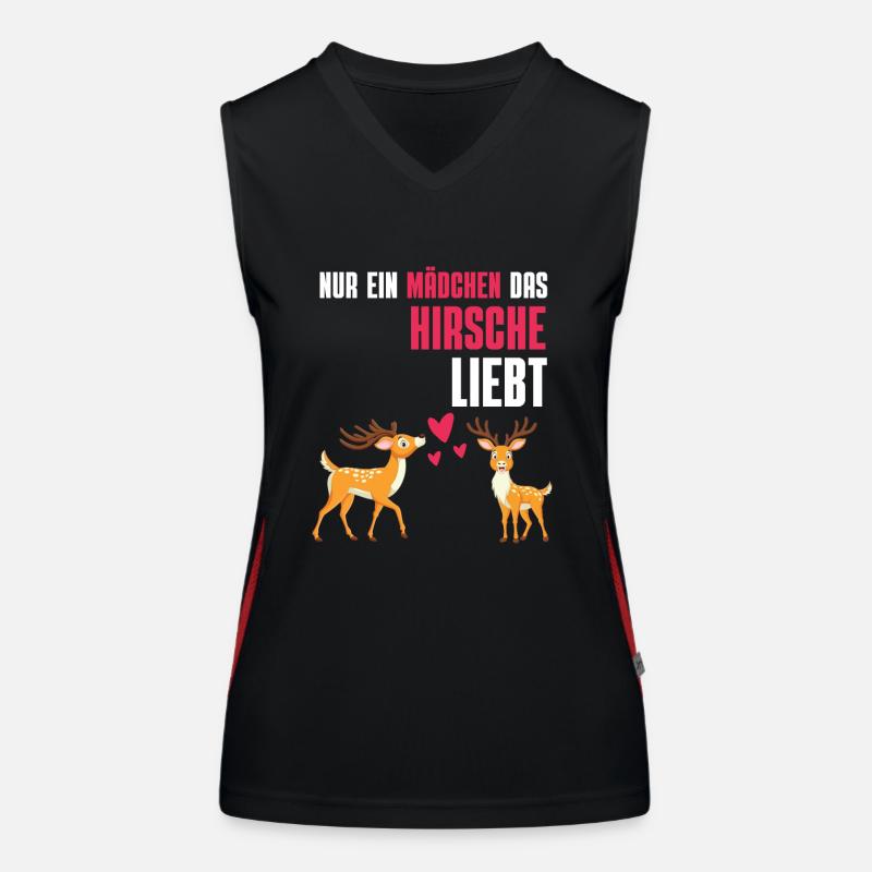 Hirsch Mädchen Waldbewohner Tier Geschenk Hirsch Funktionelles Kontrast-Tank Top für Frauen