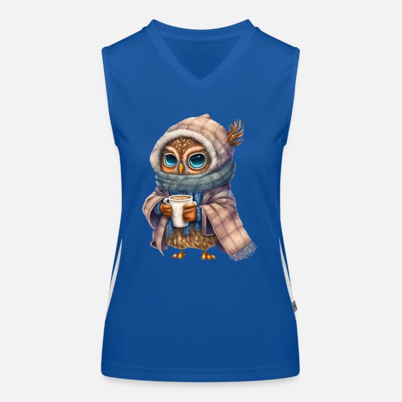 Nette Eule mit Kaffee Funktionelles Kontrast-Tank Top für Frauen