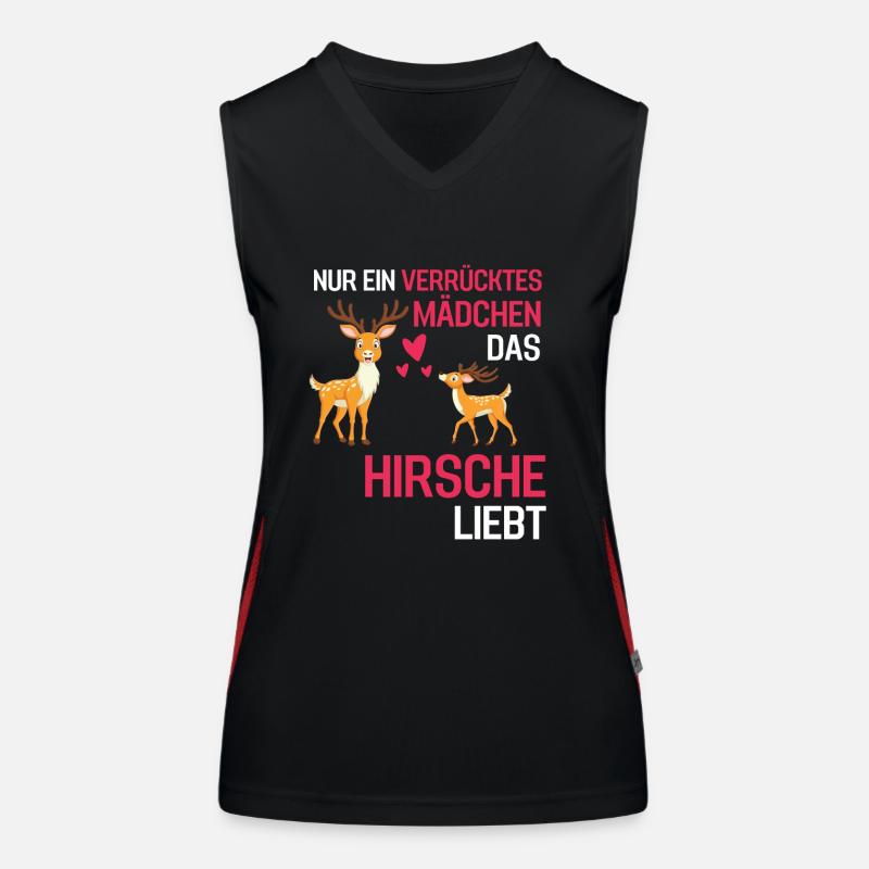 Hirsch Mädchen Wald Tier Rotwild Geschenk Hirsch Funktionelles Kontrast-Tank Top für Frauen