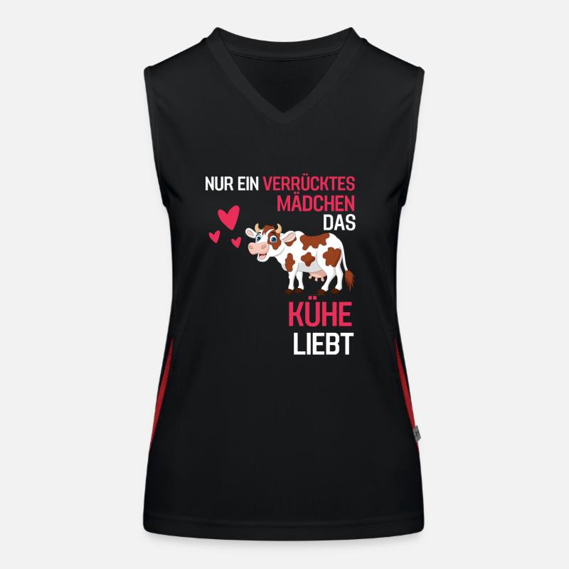 Bauernhof Tier Mädchen Bauer Geschenk Lustiges Kuh Funktionelles Kontrast-Tank Top für Frauen
